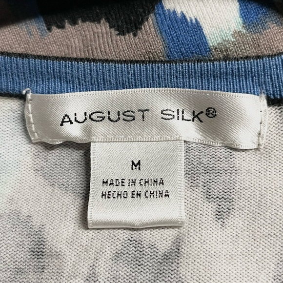 August Silk Multicolor Knit Button-Down Top - Picture 4 of 7